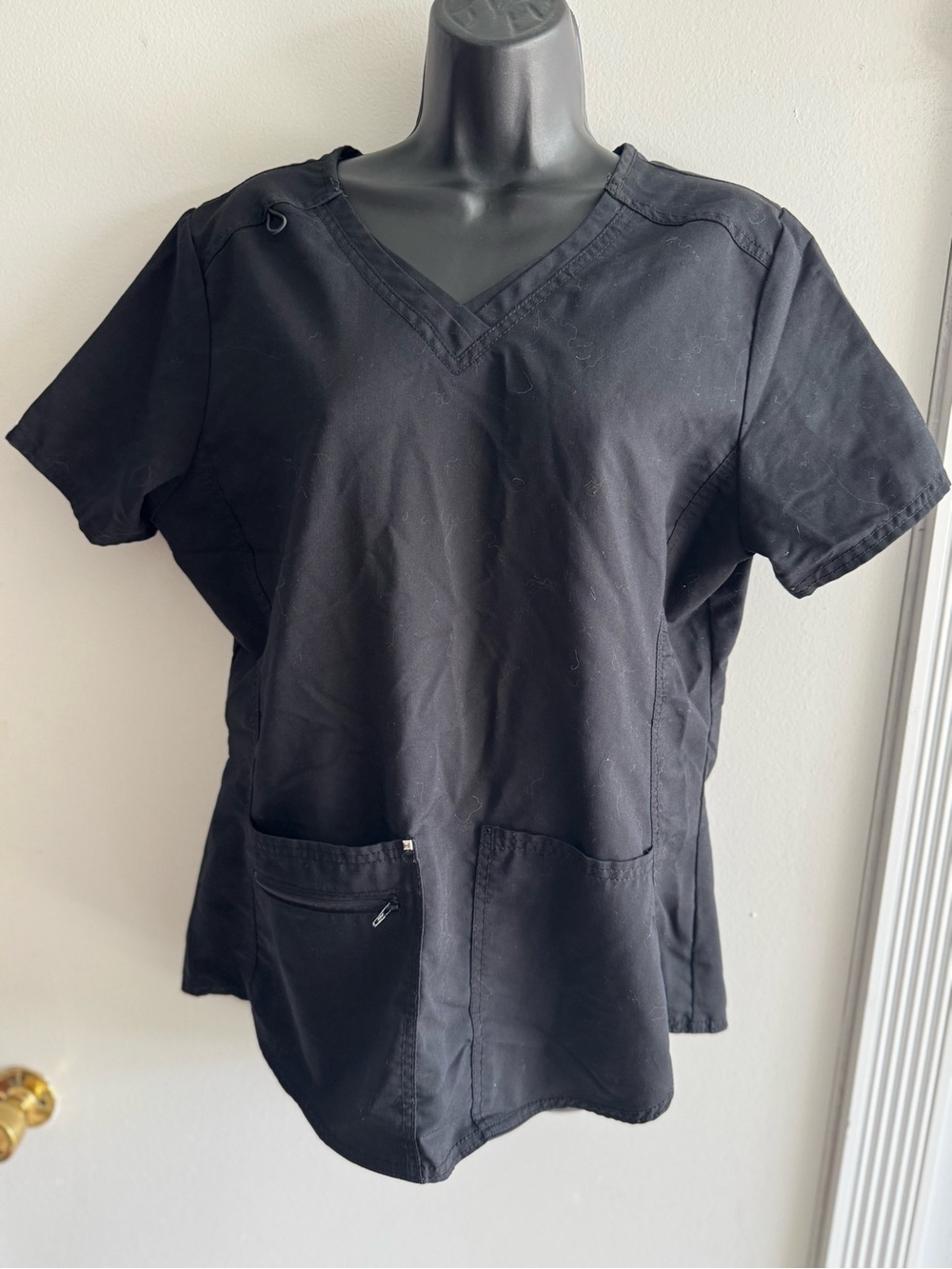 Scrubstar Black V-Neck Short Sleeve Scrub Top